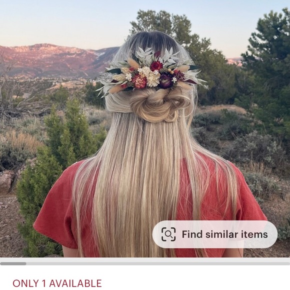 Wedding dried flower hair comb - Picture 5 of 5